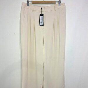 French Connection - Cream, Wide Leg, Full Length, Suiting, Pants Size 12